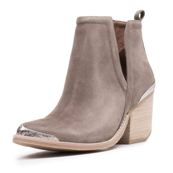 NWT Jeffrey Campbell Cromwell Cutout Western Boots Distressed Taupe Suede Size 8 - Picture 3 of 10